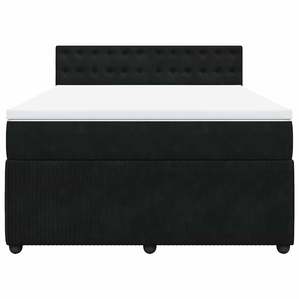 Cama com molas/colchão 140x190 cm veludo preto