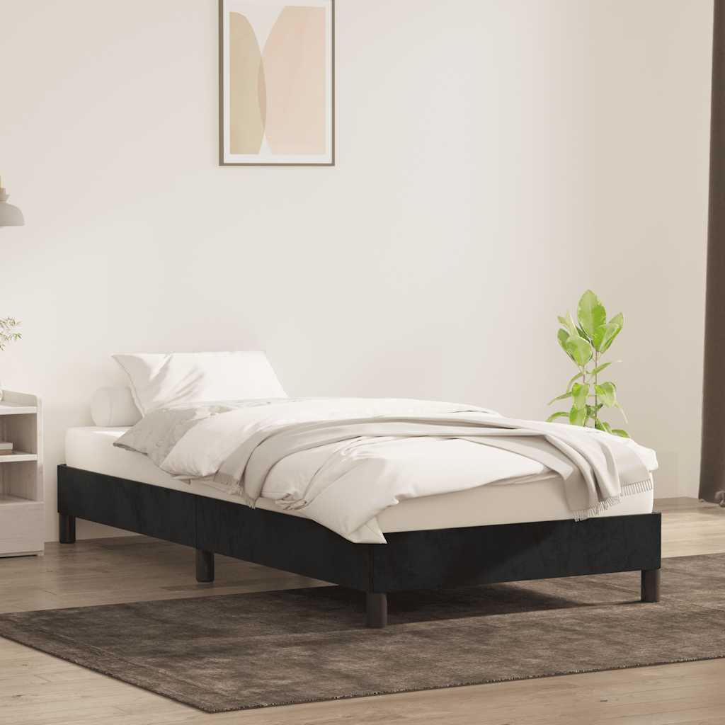 Estrutura de cama sem colchão 100x220 cm veludo preto