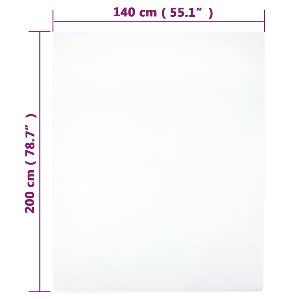 Lençóis ajustáveis 2 pcs 140x200 cm algodão jersey branco