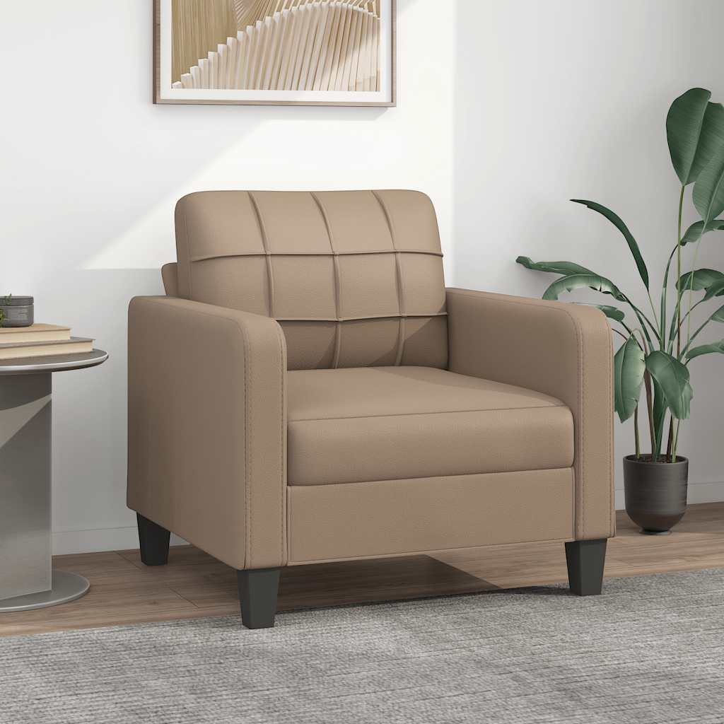 Poltrona 60 cm couro artificial cappuccino