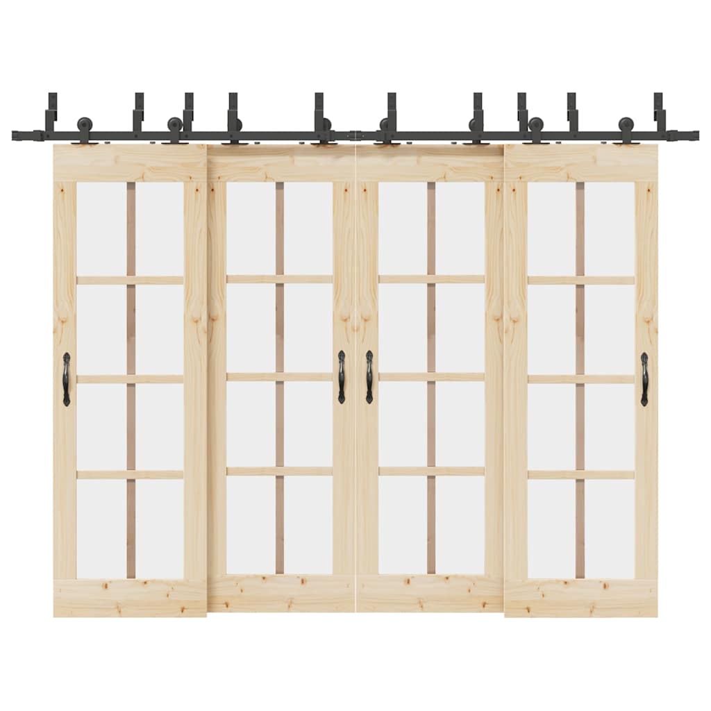 Kit de ferragens para porta deslizante 305 cm aço preto