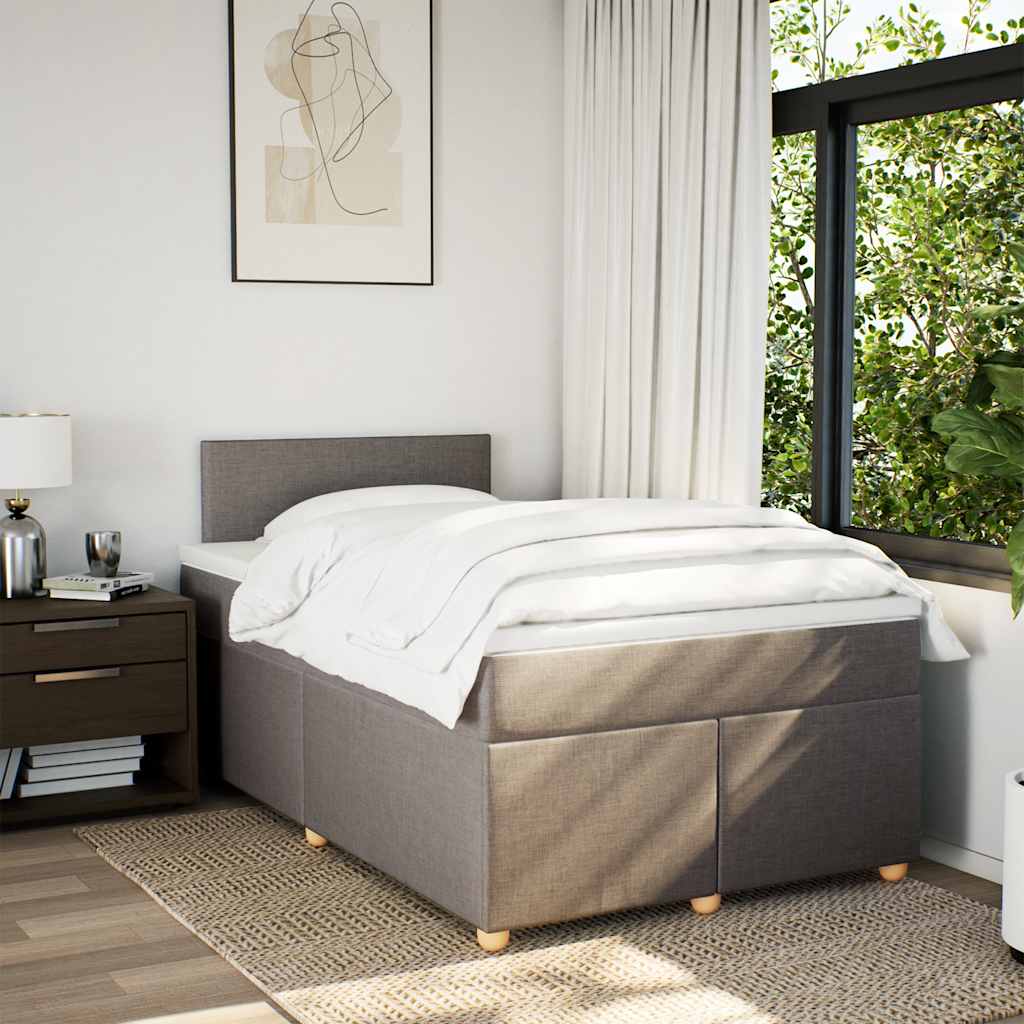 Cama boxspring c/ colchão 120x190cm tecido castanho-acinzentado