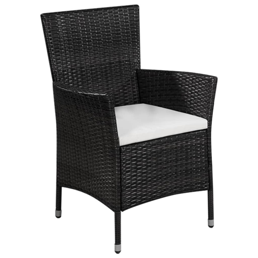 3 Pcs conjunto bistrô vime PE preto