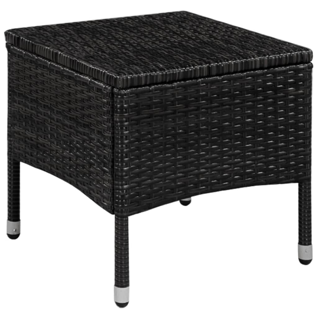 3 Pcs conjunto bistrô vime PE preto