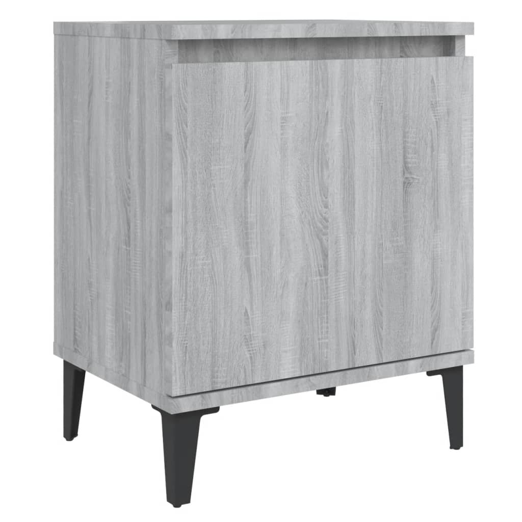 Mesa de cabeceira c/ pernas em metal 40x30x50 cm sonoma cinza
