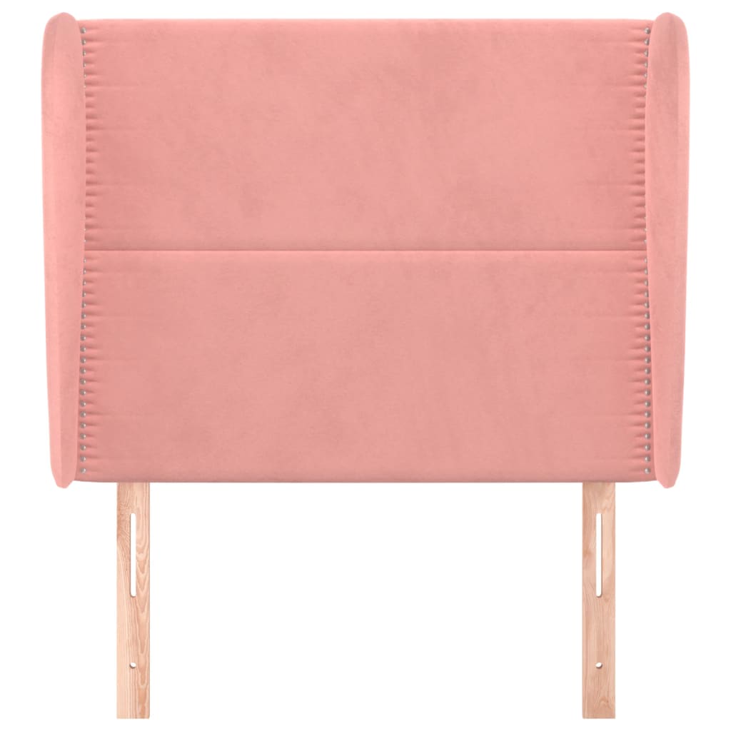 Cabeceira de cama c/ abas veludo 93x23x118/128 cm rosa