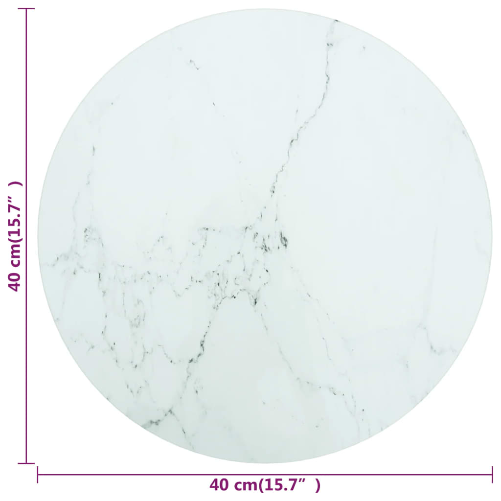 Tampo mesa ø40x0,8 cm vidro temperado design mármore branco
