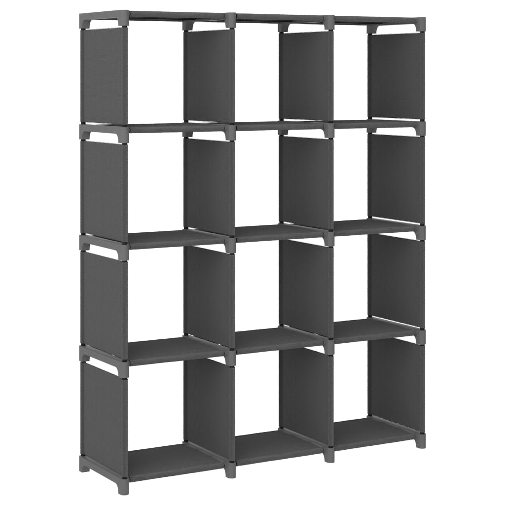 Unidade de prateleiras 12 cubos 103x30x141 cm tecido cinzento