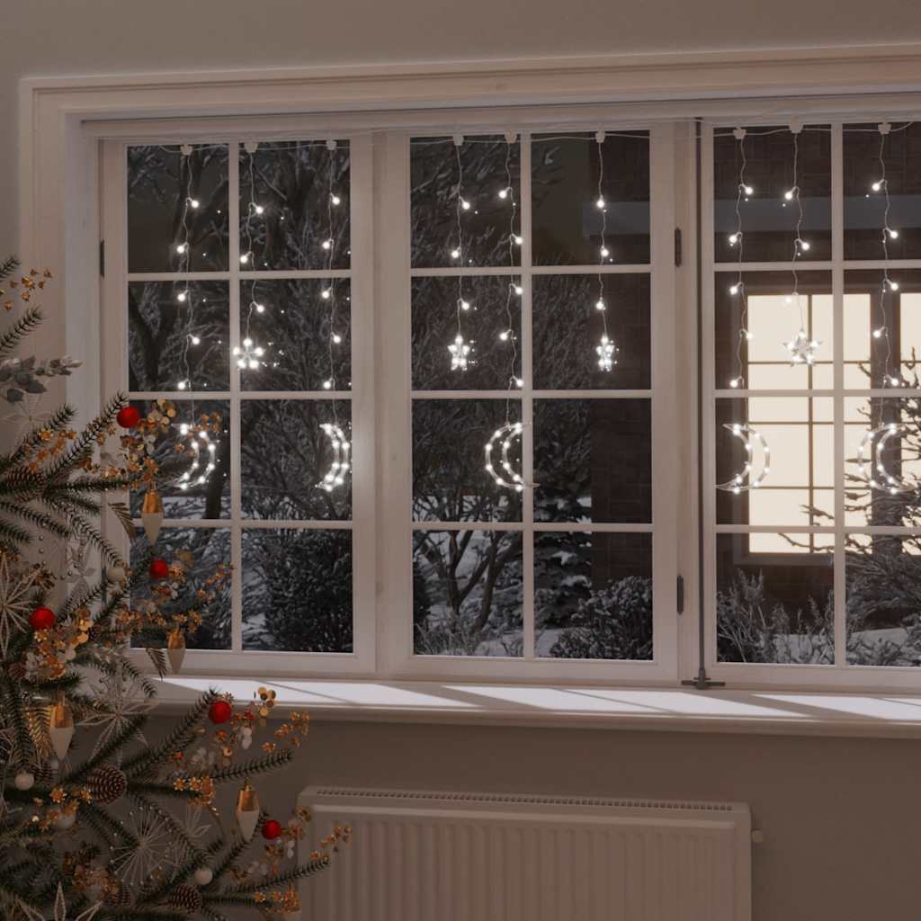 Estrelas e luas de luz c/ controlo remoto 345 leds branco frio