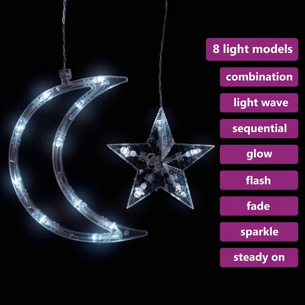 Estrelas e luas de luz c/ controlo remoto 345 leds branco frio