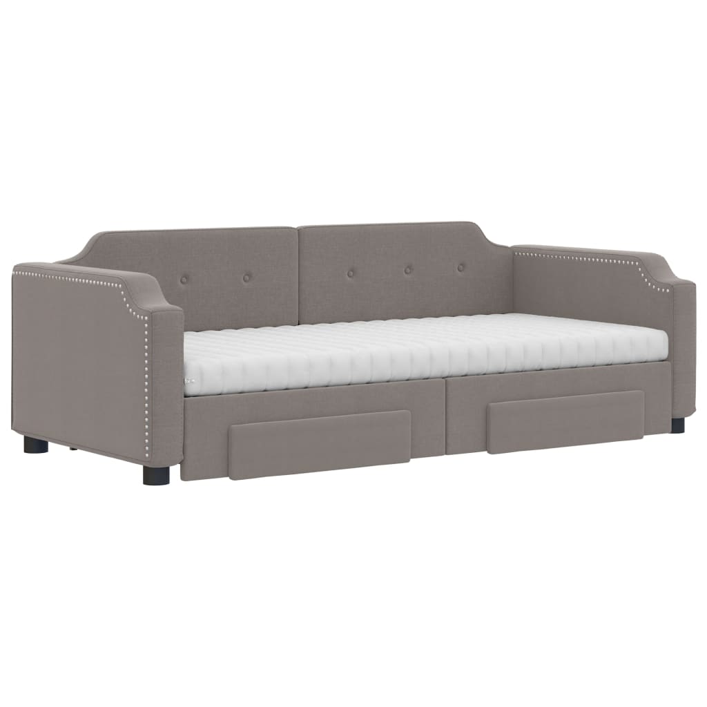 Sofá-cama c/ gavetão/gavetas 100x200cm tecido cinza-acastanhado