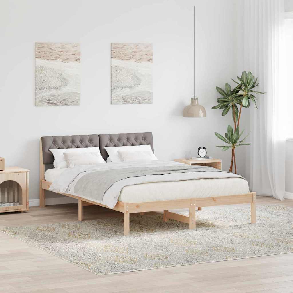 Estrutura da cama com cabeceira marrom e taupe 135 x 190 cm
