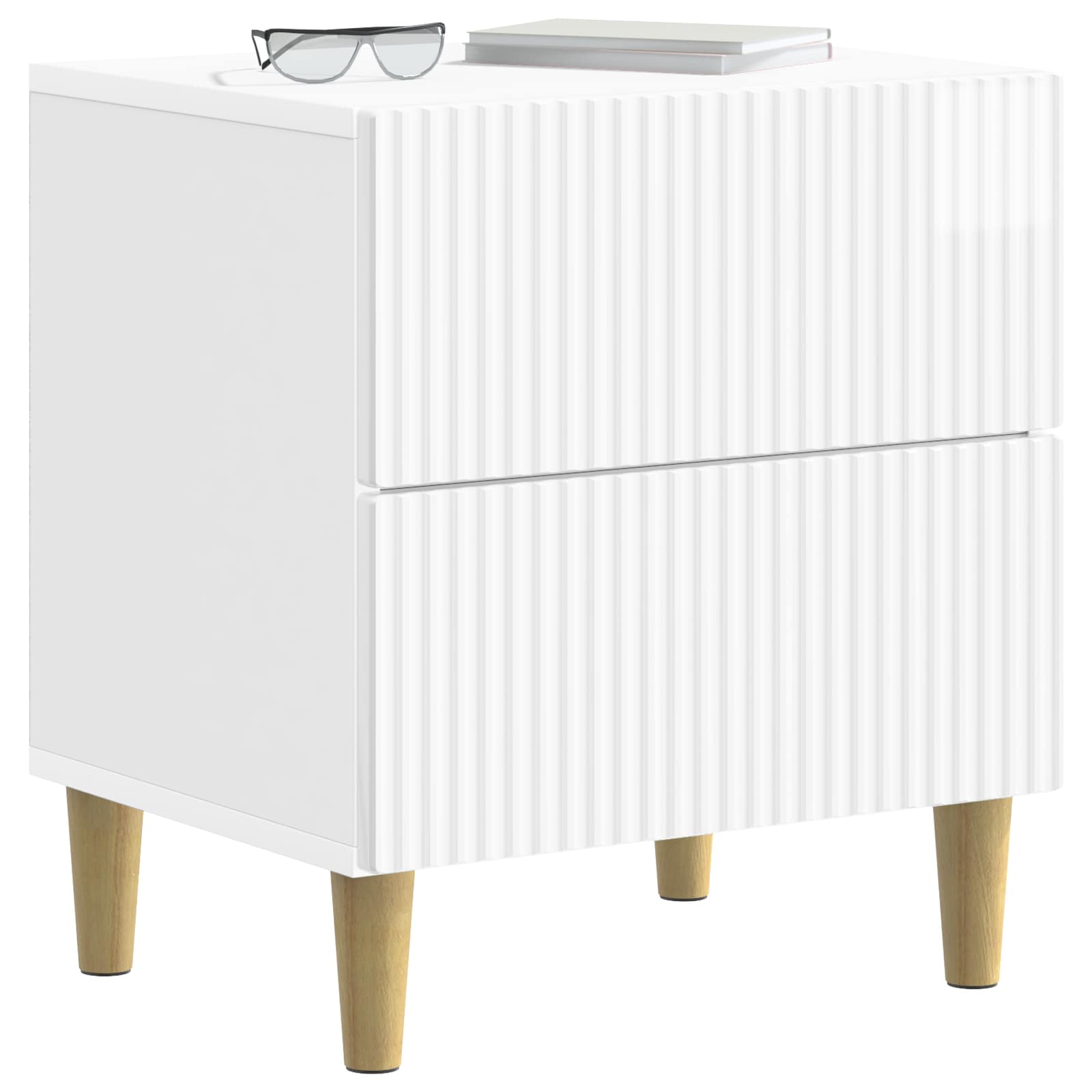 Armário de cabeceira branco brilhante 43 x 34,5 x 48 cm