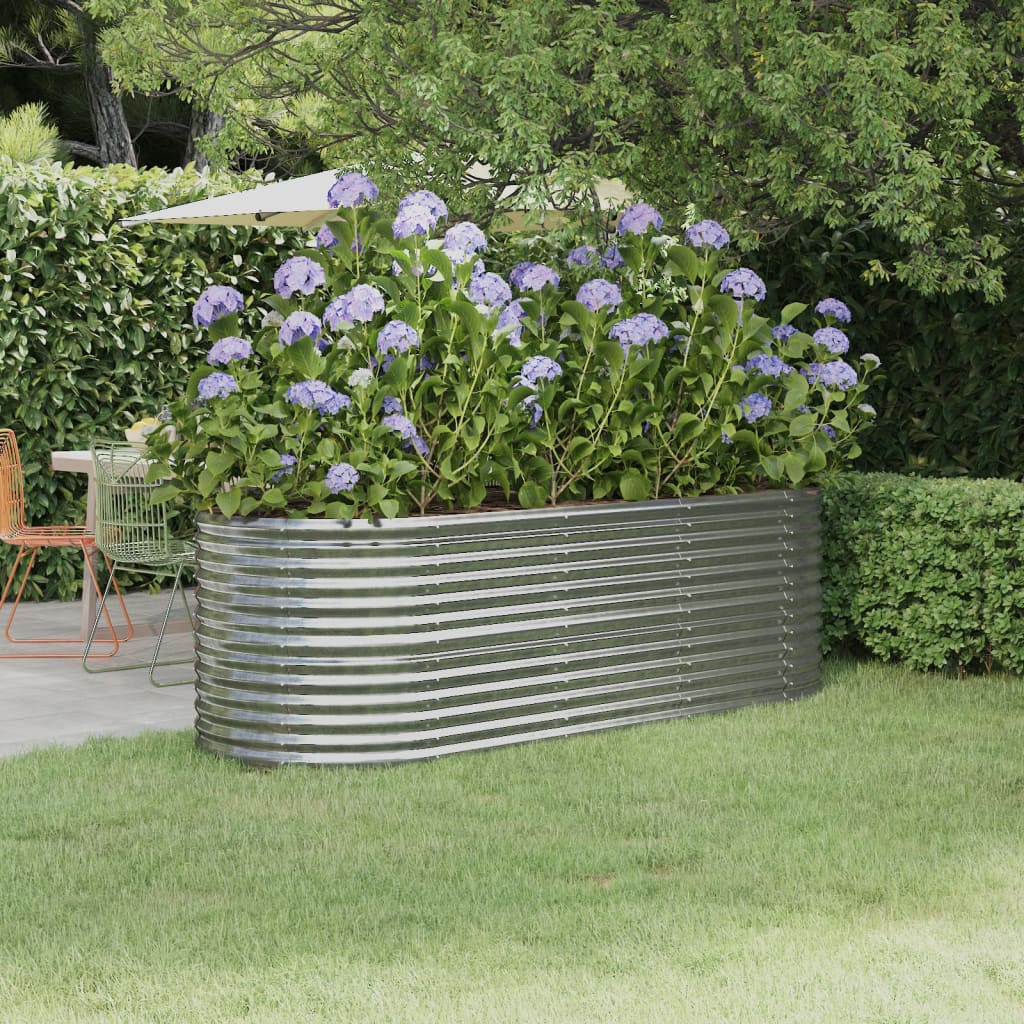 Canteiro elevado jardim 224x80x68cm aço galvanizado prateado