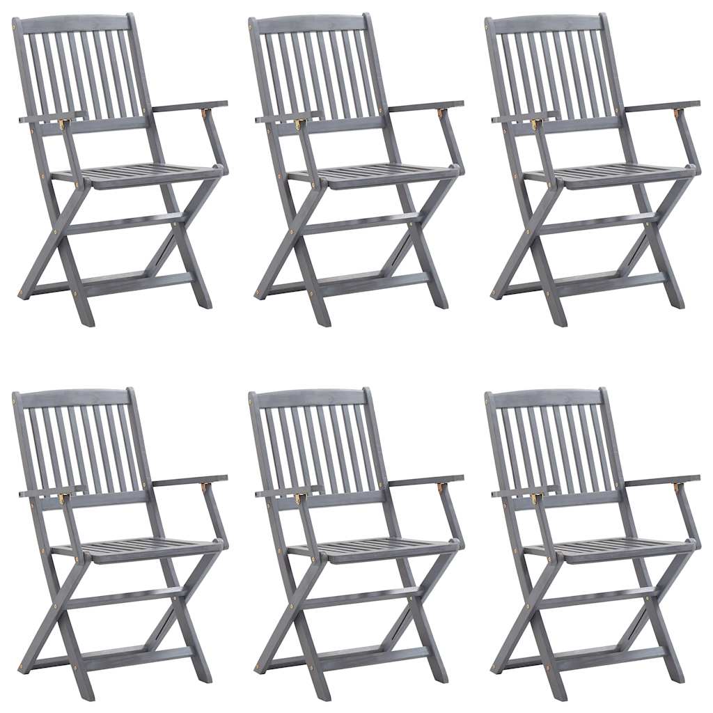 Cadeiras exterior dobráveis c/ almofadões 6 pcs acácia maciça