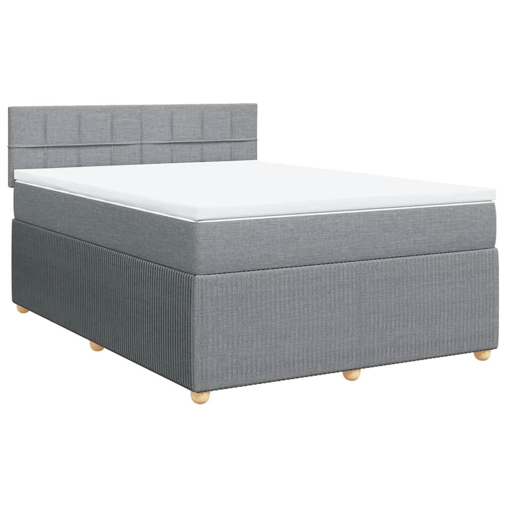 Cama com molas/colchão 140x190 cm tecido cinzento-claro