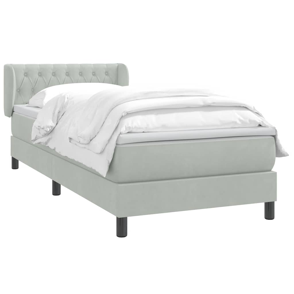 Cama com molas/colchão cinzento-claro 80x220 cm veludo
