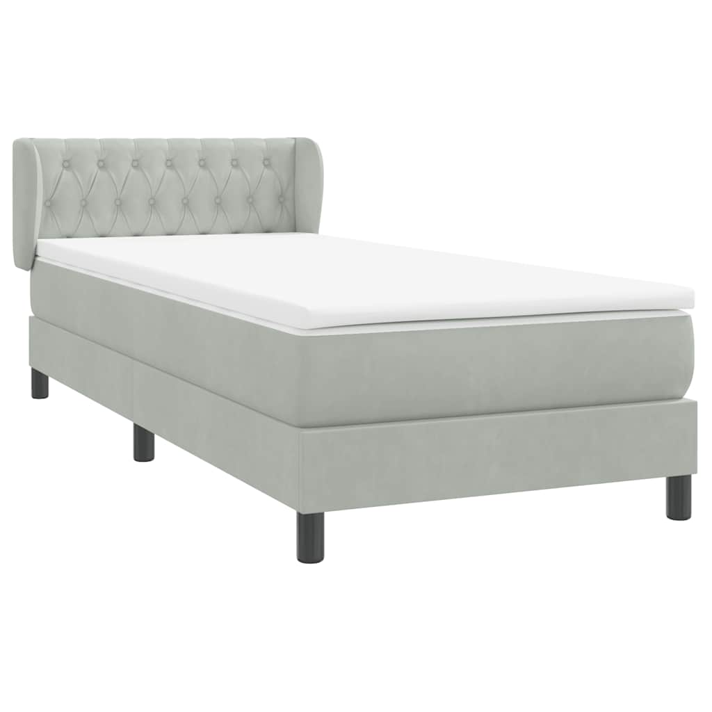 Cama com molas/colchão cinzento-claro 80x220 cm veludo
