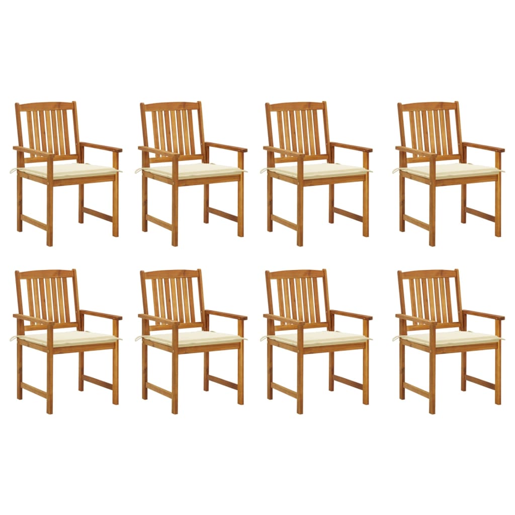 Cadeiras de jardim com almofadões 8 pcs acácia maciça