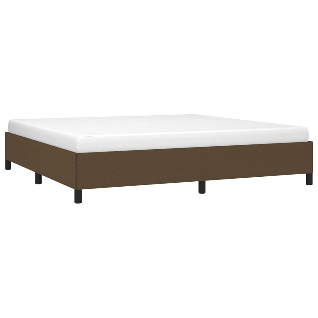 Estrutura de cama sem colchão 200x200 cm tecido castanho-escuro