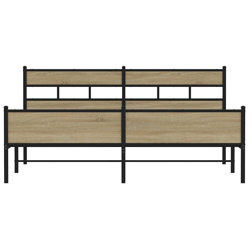 Estrutura de cama sem colchão 180x200cm metal carvalho sonoma