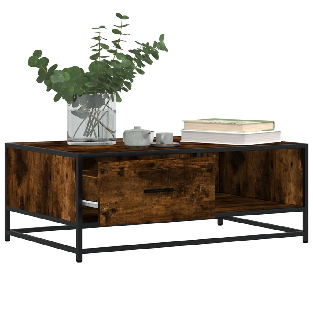 Mesa de centro 90x57x35 cm deriv. madeira/metal carvalho fumado