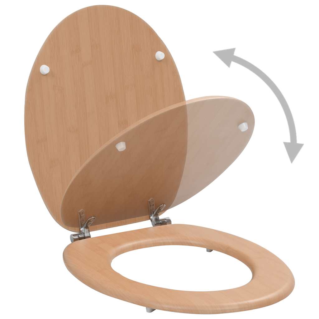 Assentos de sanita 2 pcs com tampas MDF design bambu