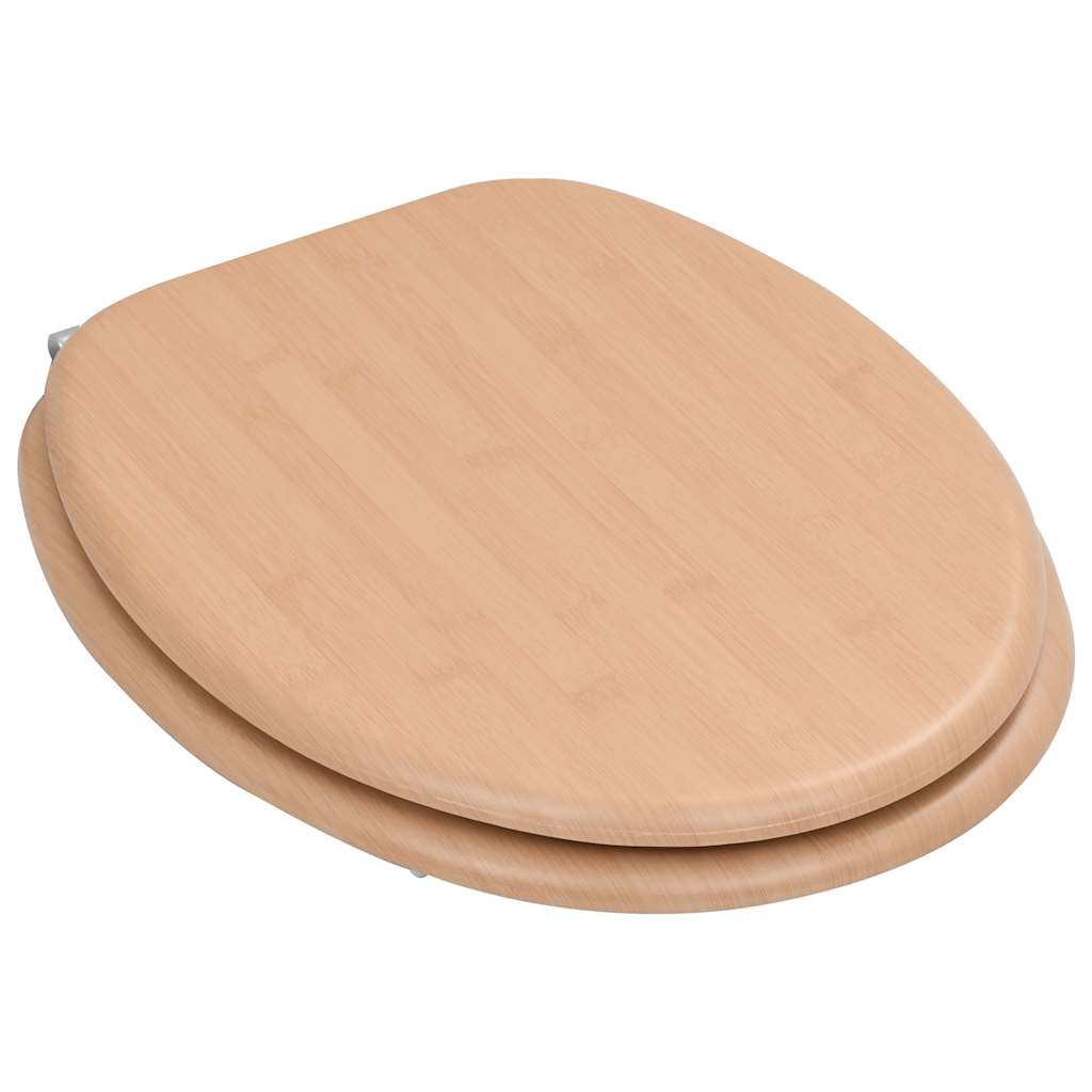 Assentos de sanita 2 pcs com tampas MDF design bambu
