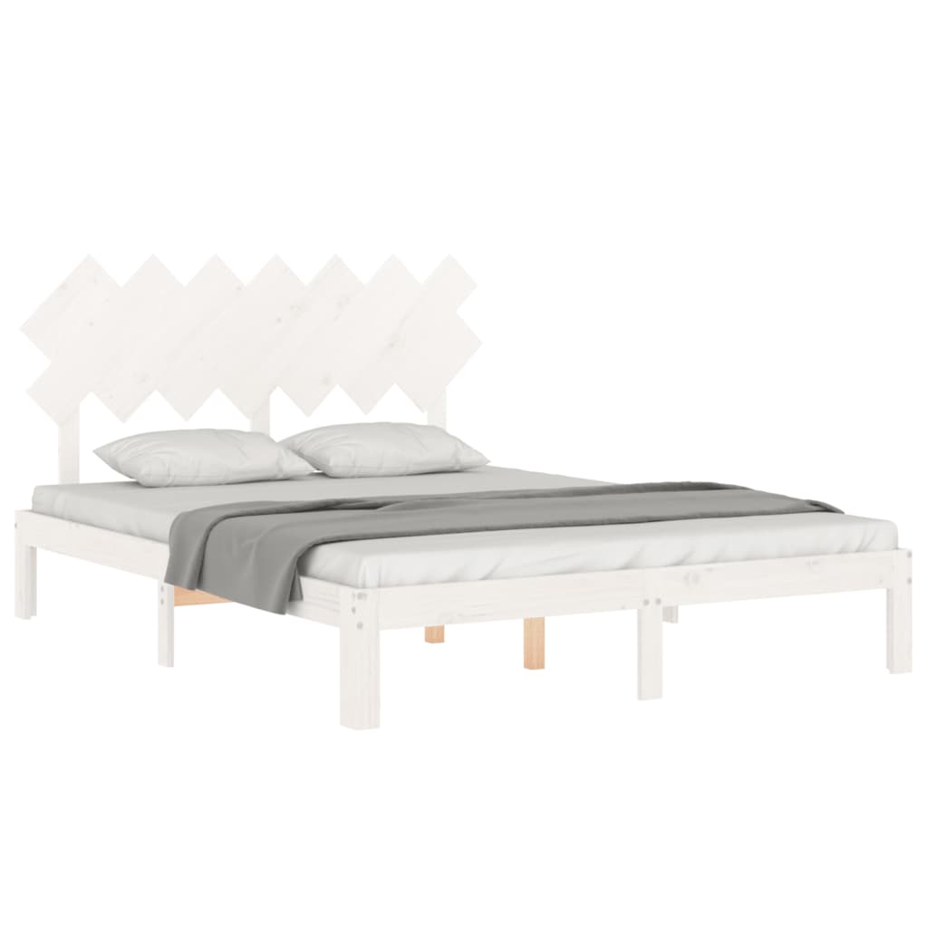 Cama sem colchão 140x190 cm madeira de pinho maciça branco