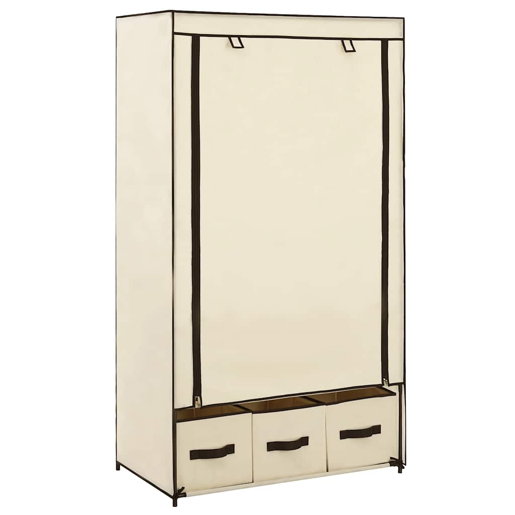 Roupeiro 87x49x159 cm tecido cor creme