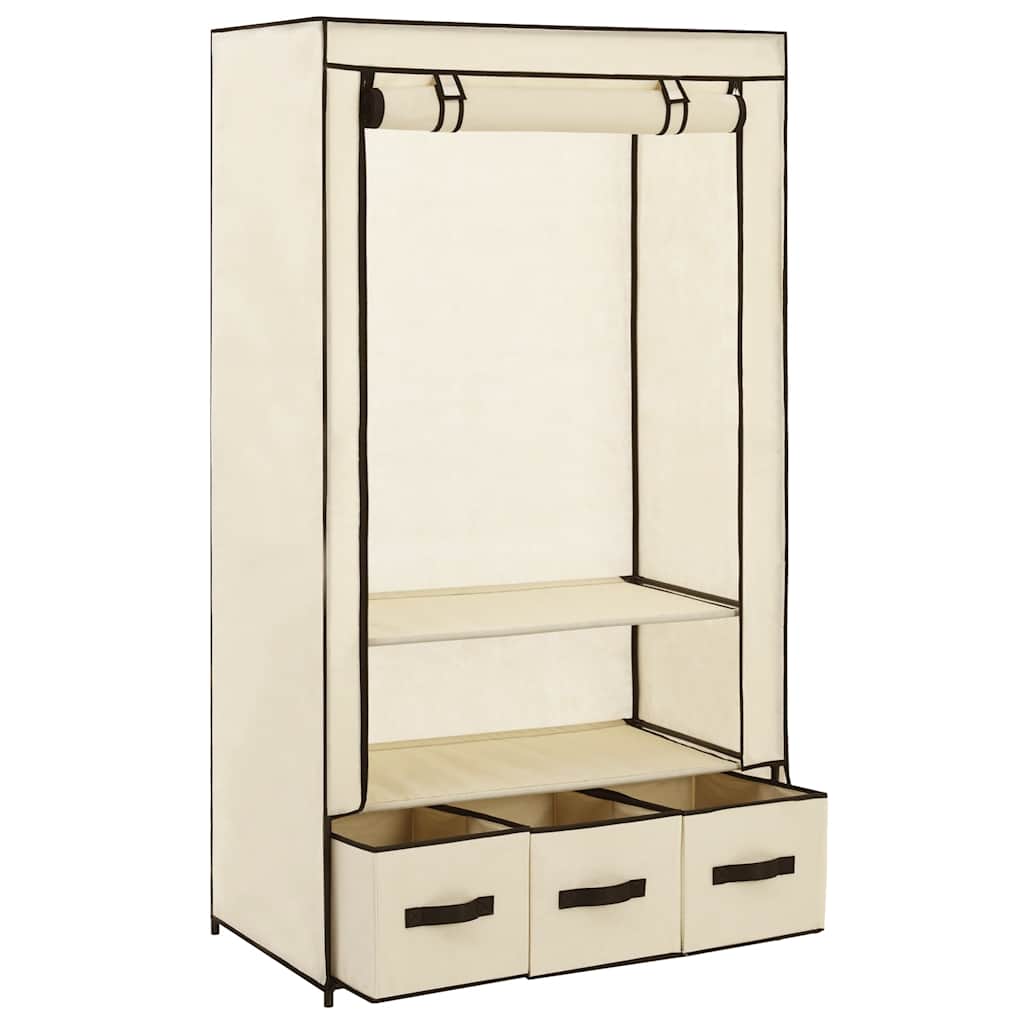 Roupeiro 87x49x159 cm tecido cor creme