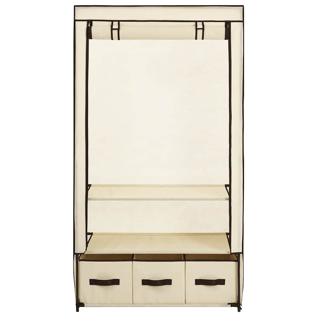 Roupeiro 87x49x159 cm tecido cor creme