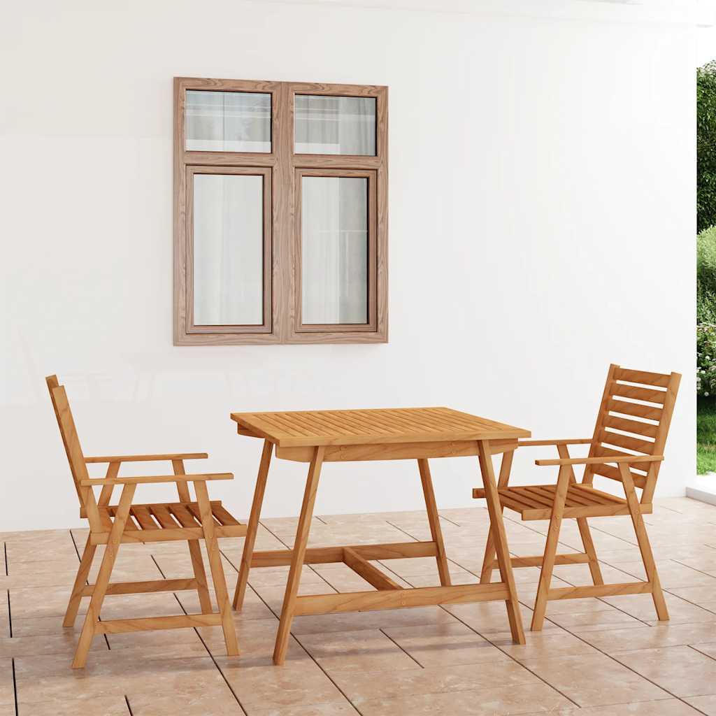 3 Pcs conjunto de jantar para jardim madeira de acácia maciça