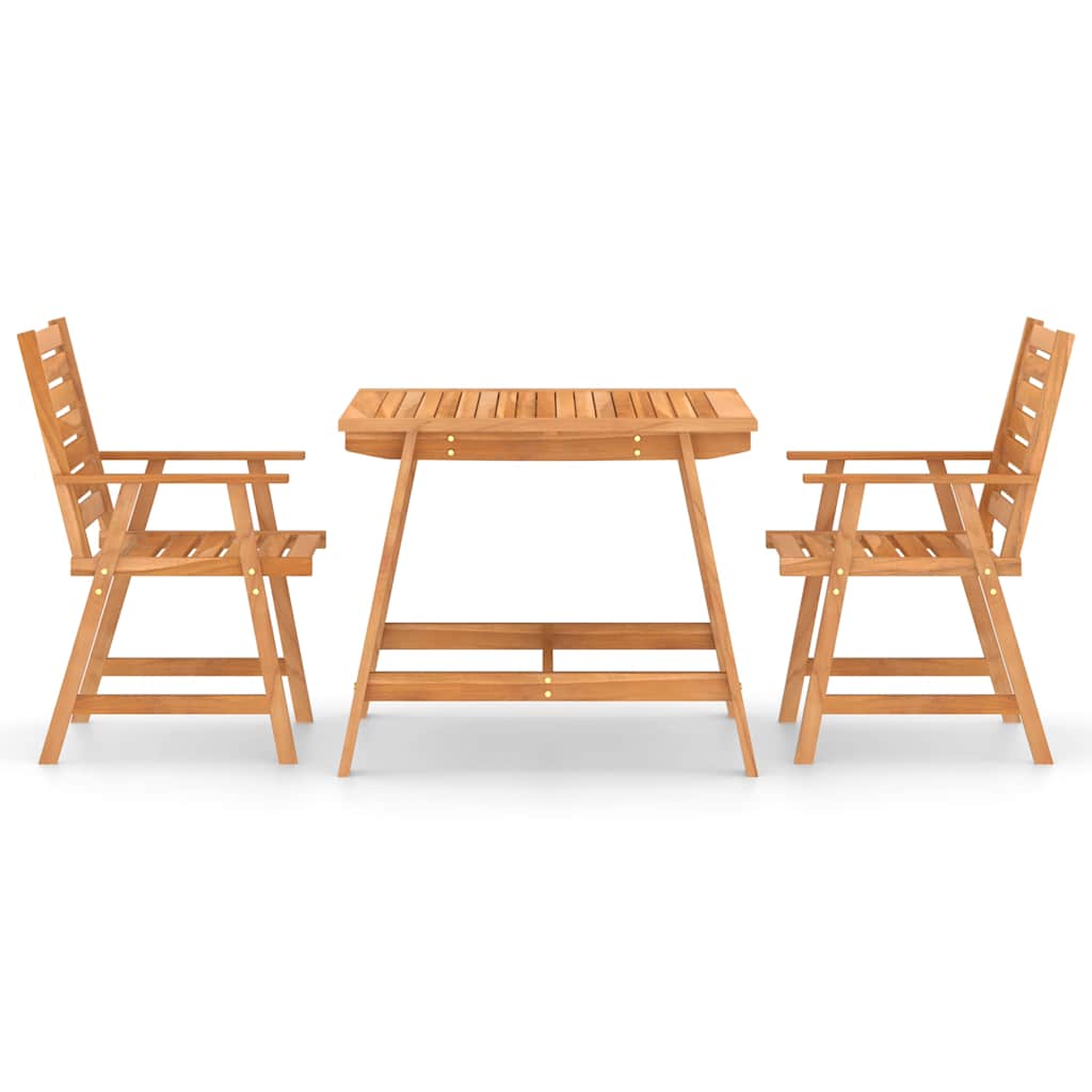 3 Pcs conjunto de jantar para jardim madeira de acácia maciça
