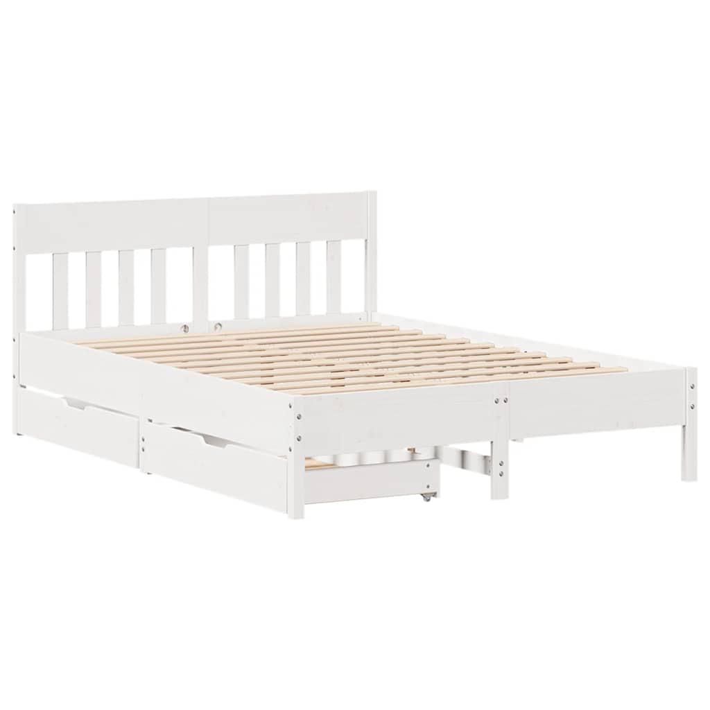 Cama sem colchão 120x200 cm madeira de pinho maciça branco