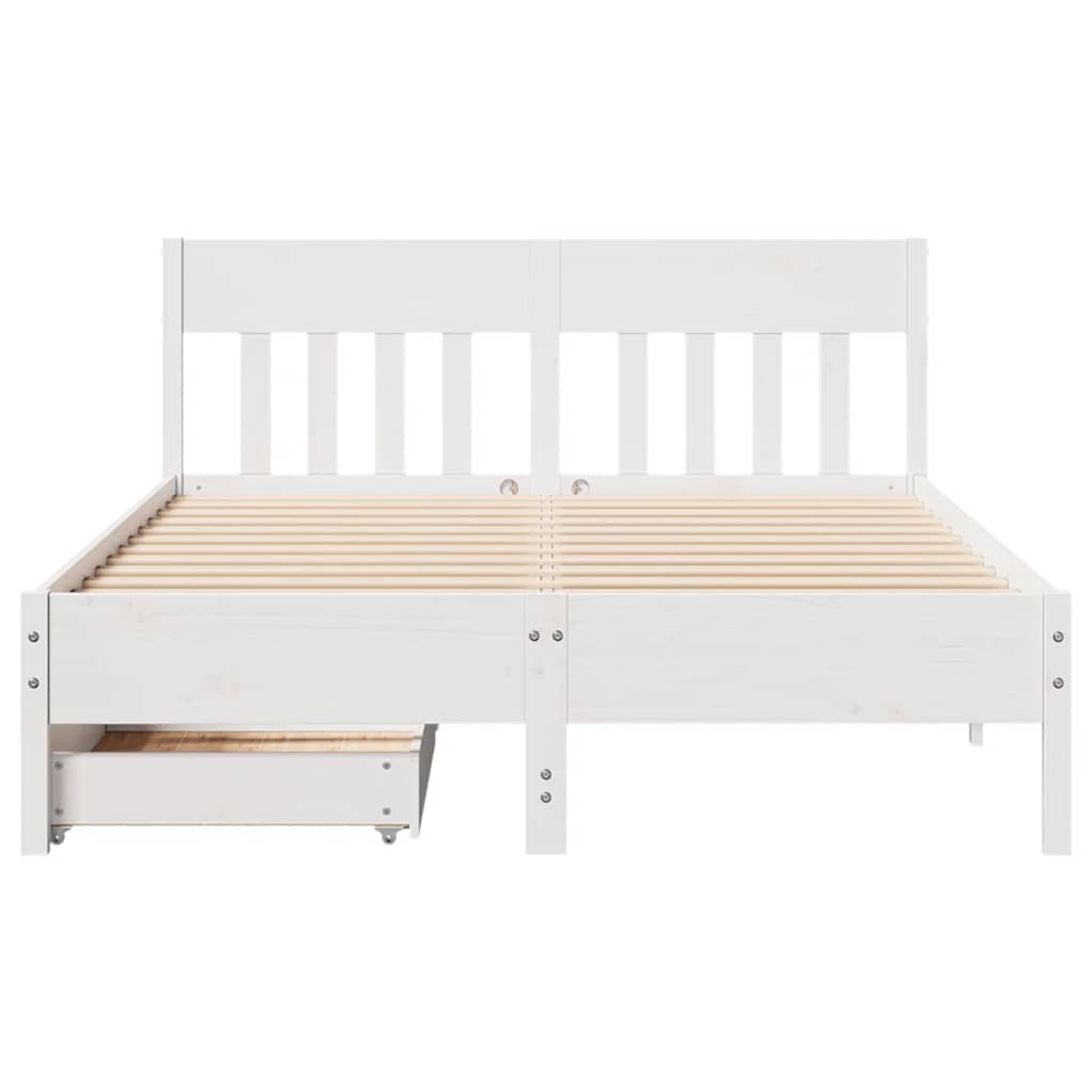 Cama sem colchão 120x200 cm madeira de pinho maciça branco