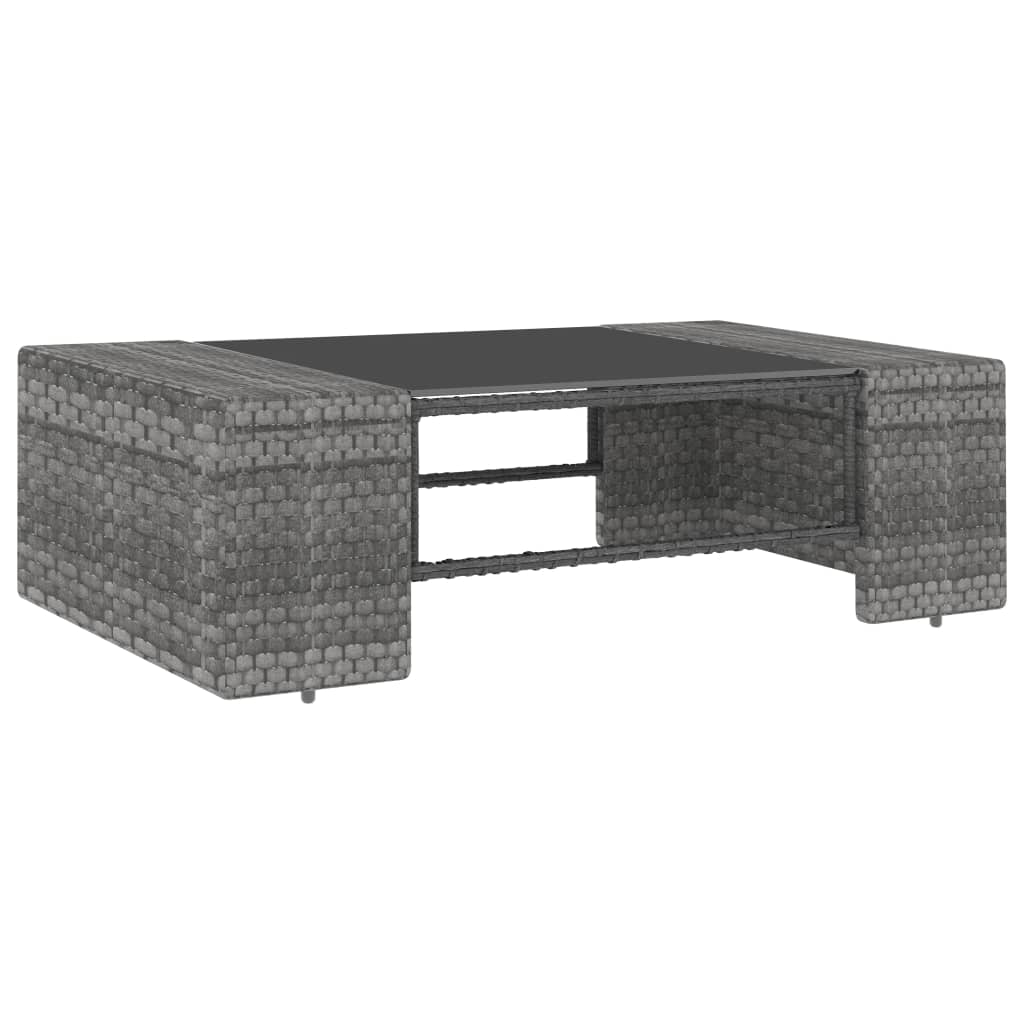 2 Pcs conjunto lounge de jardim vime PE cinzento