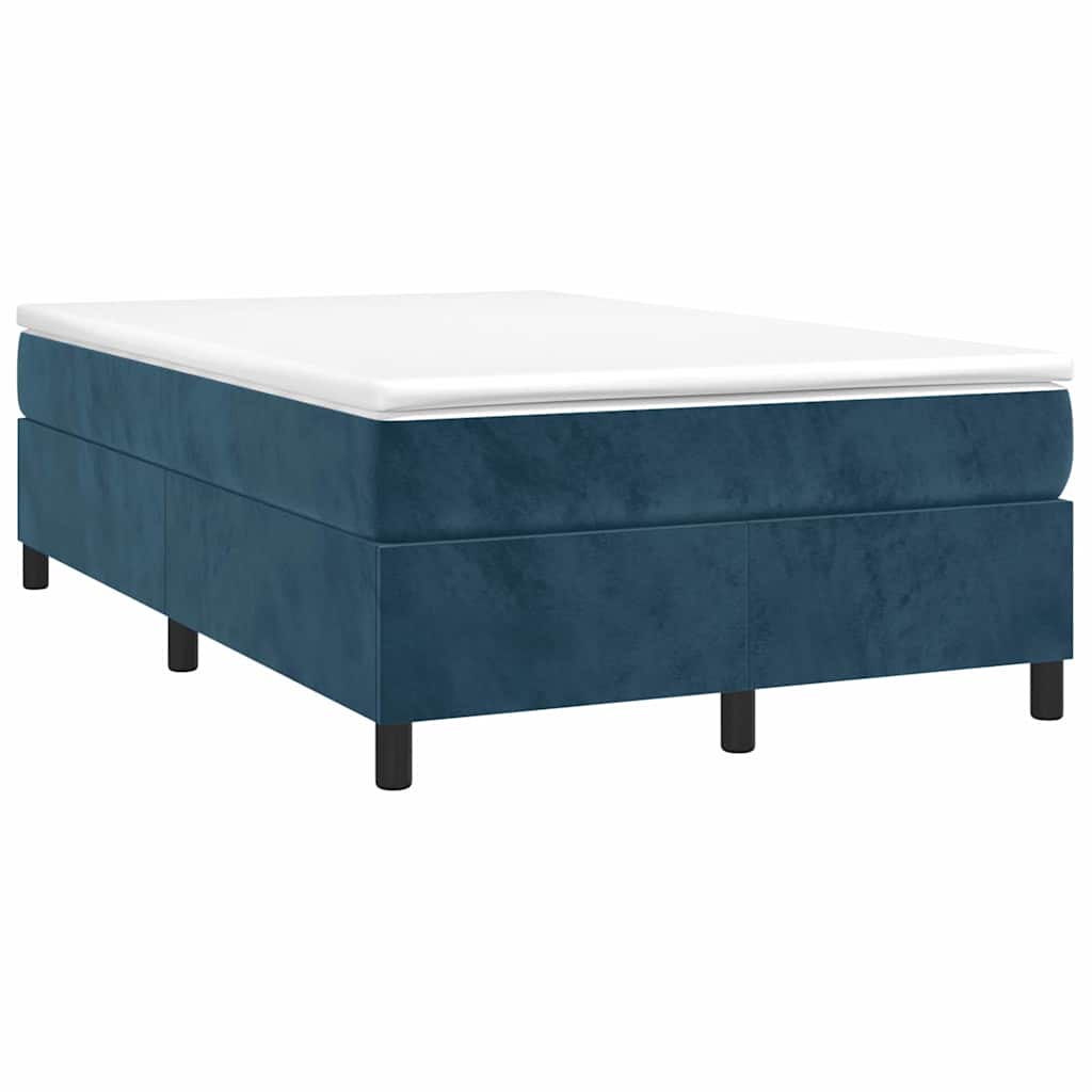 Cama boxspring com colchão 120x190 cm veludo azul-escuro
