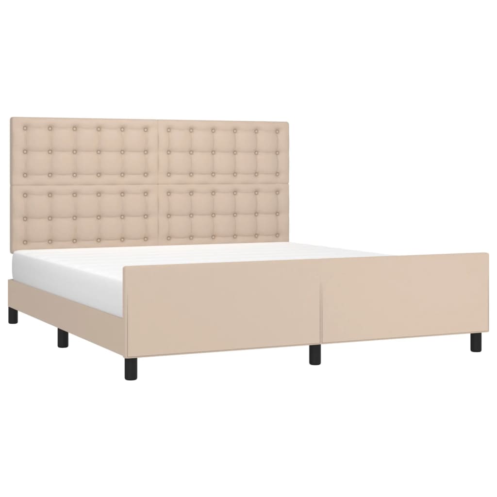 Estrutura cama cabeceira 160x200 cm couro artificial cappuccino