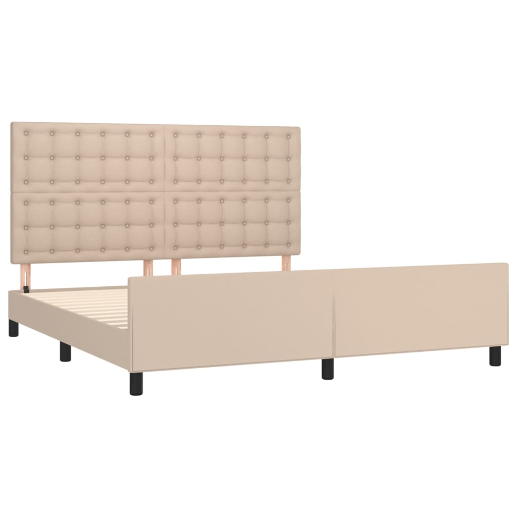 Estrutura cama cabeceira 160x200 cm couro artificial cappuccino