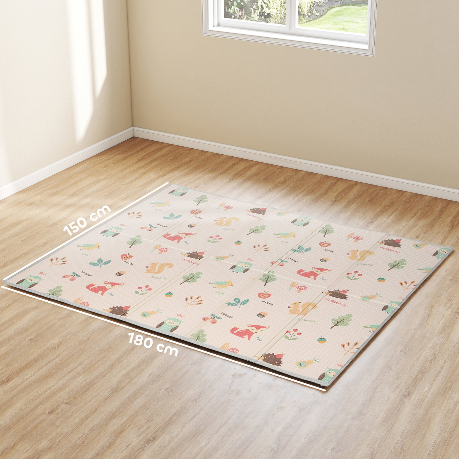 Tapete de brincar para bebés acolchoado dobrável reversível e impermeável 176,5x148x1 cm multicor