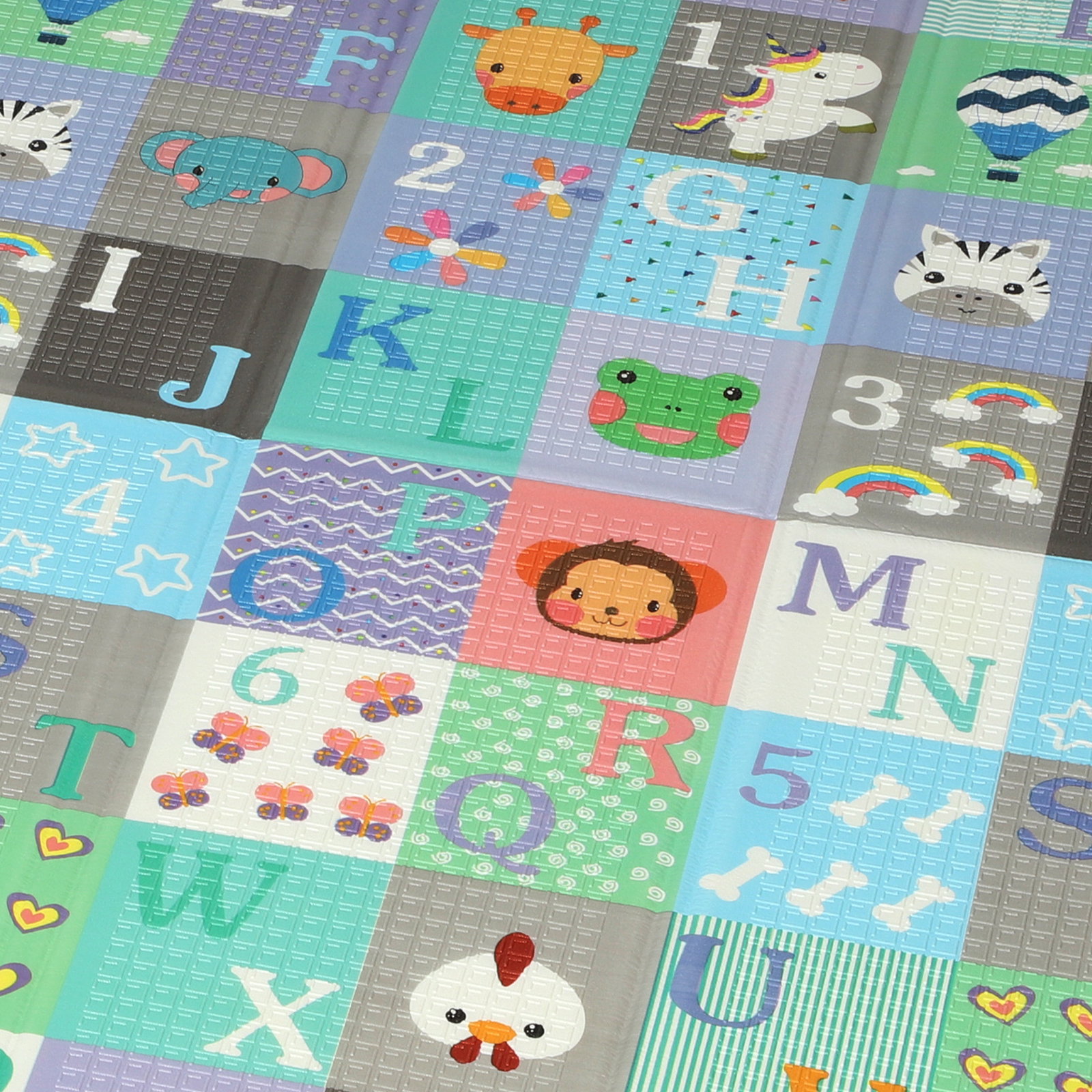 Tapete de brincar para bebés acolchoado dobrável reversível e impermeável 176,5x148x1 cm multicor