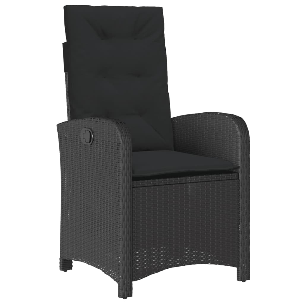 9 Pcs conjunto de jantar p/ jardim c/ almofadões vime PE preto