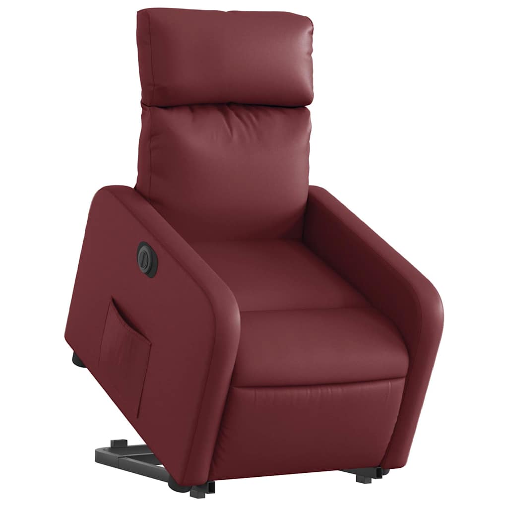 Poltrona reclin. elevatória elétrica couro artif vermelho-tinto