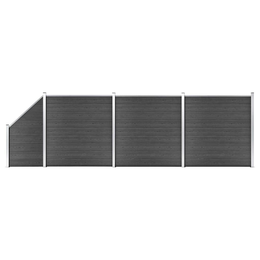 Conjunto de painel de vedação wpc 619x(105-186) cm preto