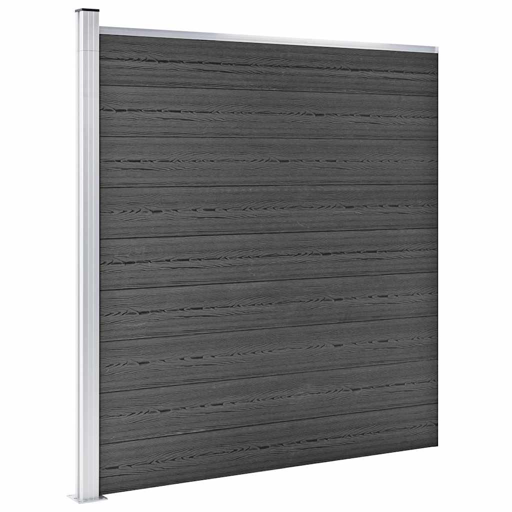 Conjunto de painel de vedação wpc 619x(105-186) cm preto