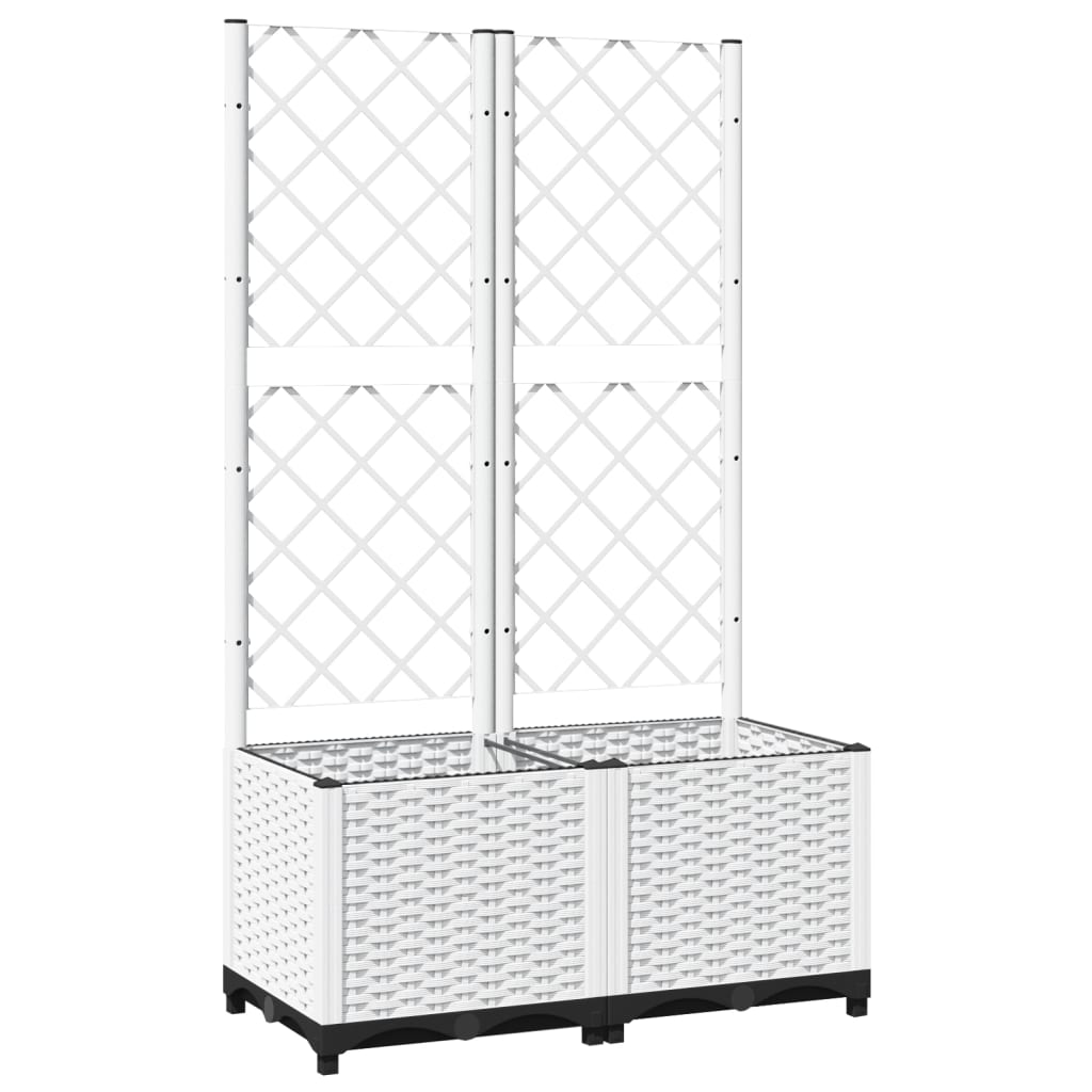 Vaso/floreira jardim c/ treliça 80x40x136 cm PP branco