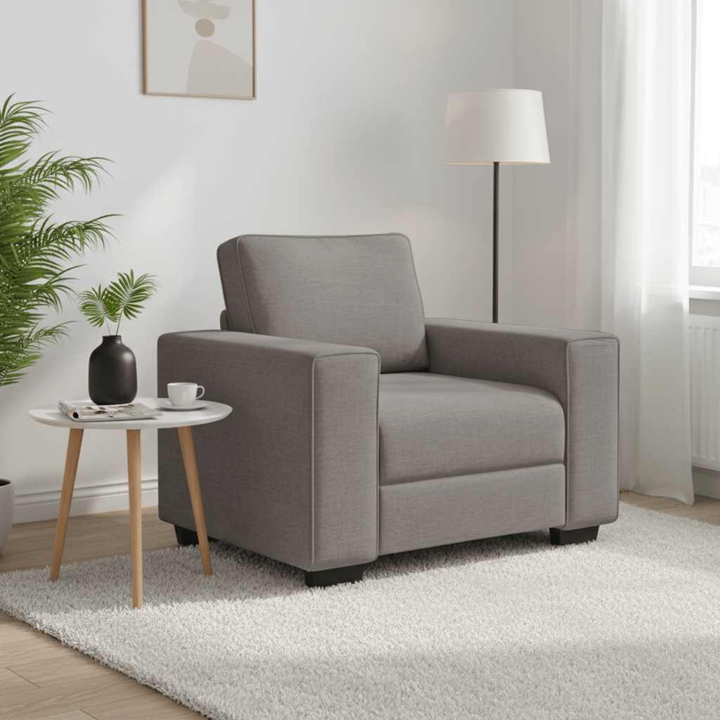 Poltrona tecido 100x77x82 cm cinzento-acastanhado