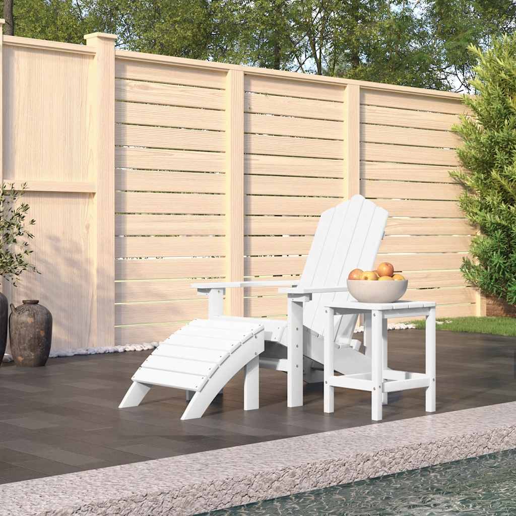 Cadeira de jardim adirondack com apoio de pés/mesa pead branco