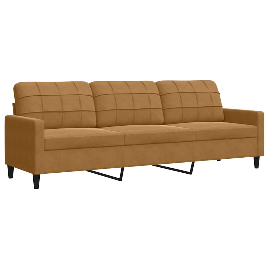 2 Pcs conjunto de sofás com almofadões e rolos veludo castanho
